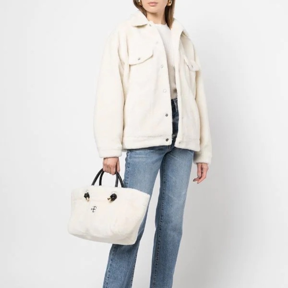 ANINE BING Rory Faux Sherpa Jacket Cream Off White Shacket Medium